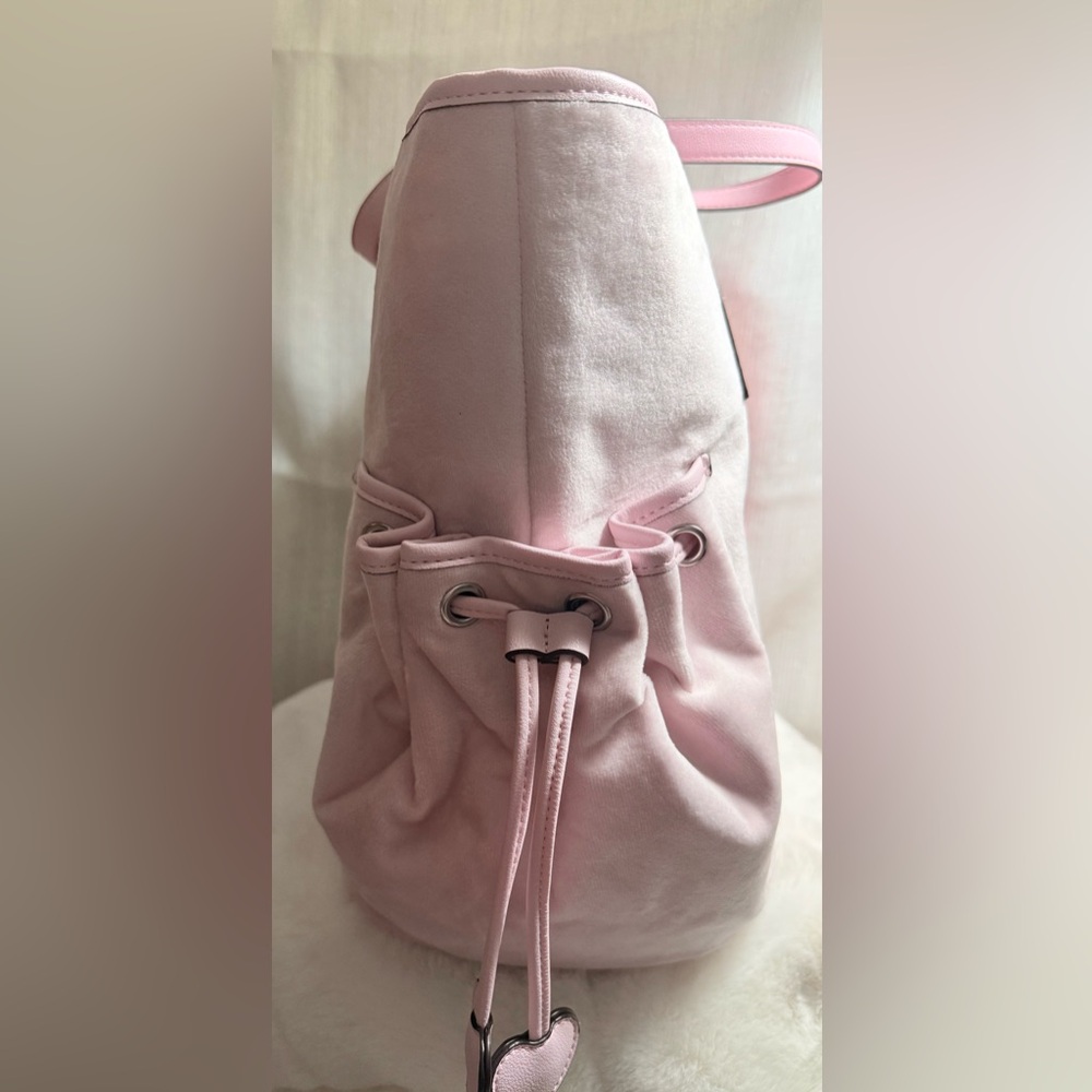NEW Juicy Couture Royalty Pink Velour Tote - Picture 2 of 9